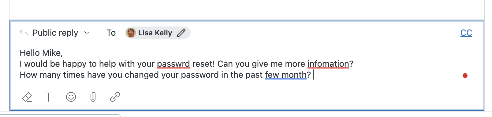 Grammar checking example