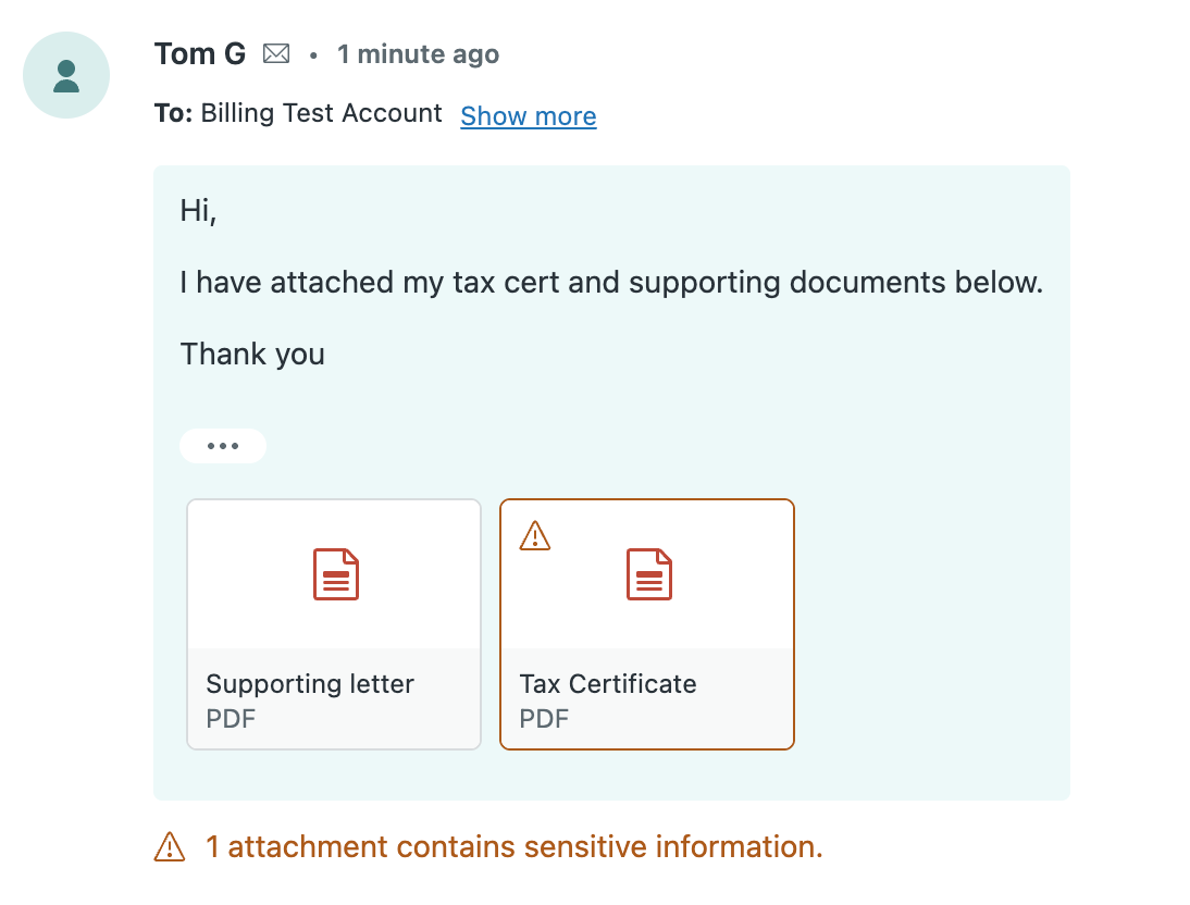PII detection inside Zendesk Support, illustration