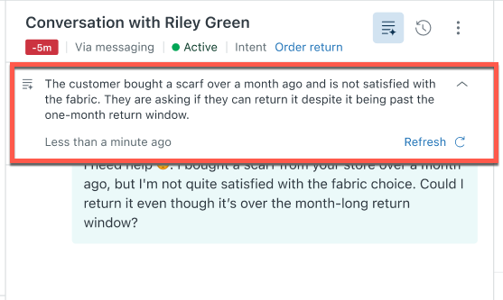 AI ticket summary example image